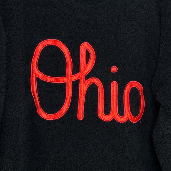 Ohio State Fuzzy Fleece Sweatshirt XL Black Red Script Cozy Game Day - Picture 6 of 6